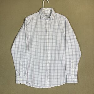 Mizzen+Main Shirt Mens Medium White Plaid Long‎ Sleeve Button Up Preppy Adult